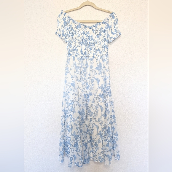 NWT Revolve Steve Madden Joie De Vivre Dress Faded Blue Floral Small Butterfly - Picture 5 of 8